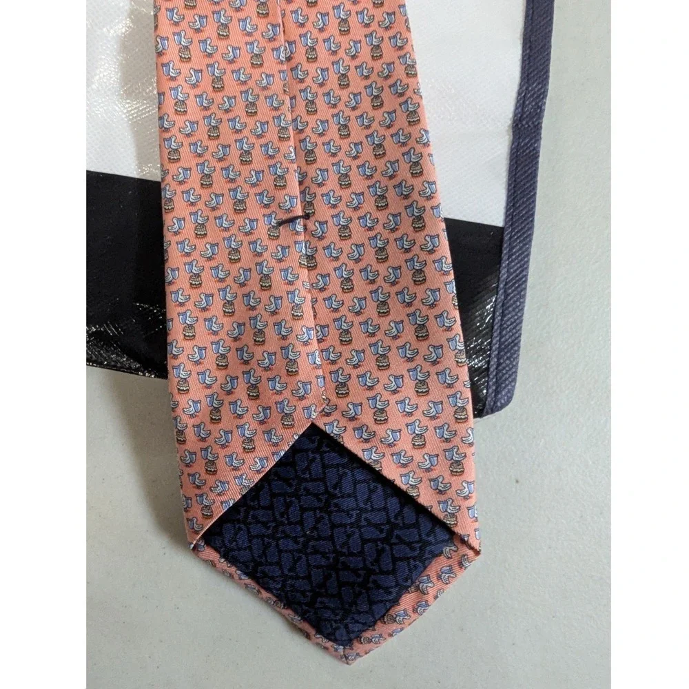 Vineyard Vines Men's Silk Tie Pink Pelican & Fish Bucket Made in USA + Bag